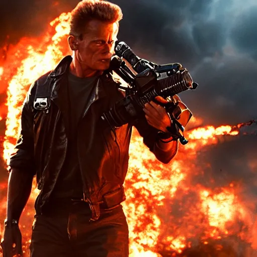 Image similar to stunning awe inspiring new terminator movie, movie still 8 k hdr atmospheric lighting