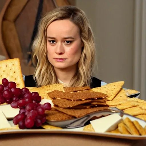 Image similar to brie larson as cheese and crackers platter