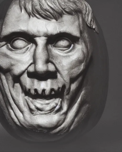 Image similar to martin luther in the act of using a nail and mallet to carve a jack - o - lantern, in the styles of ferdinand pauwels, greg rutkowski, and judy boyle intricate, hyperrealistic, accurate facial details, volumetric lighting