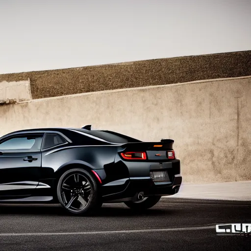 Prompt: Black Chevrolet Camaro LT, Ashpalt 9, Professional Photography, Promotional Photo, 4K