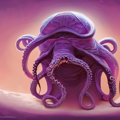 Image similar to Portrait of an Ilithid from dungeons and dragons, a creature with octopus face with tentacles instead of beard and an antropomorphic body, mattepainting concept Blizzard pixar maya engine on stylized background splash comics global illumination lighting artstation lois van baarle, ilya kuvshinov, rossdraws