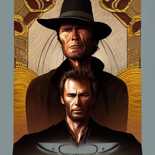 Prompt: Clint Eastwood in Unforgiven, intricate, elegant, highly detailed, digital painting, artstation, concept art, smooth, sharp focus, illustration, art alphonse mucha and loish