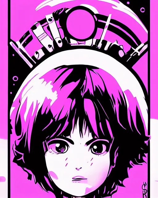 Image similar to a portrait of Ramona Flower!!!, Scott Pilgrim!, Purple hair!, art by Bryan Lee O'Malley!!!, symmetrical eyes!, digital art, highly detailed, intricate, sharp focus!!
