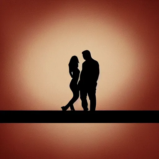 Image similar to a woman and man apart, silhouette, abstract, album art, melancholic,