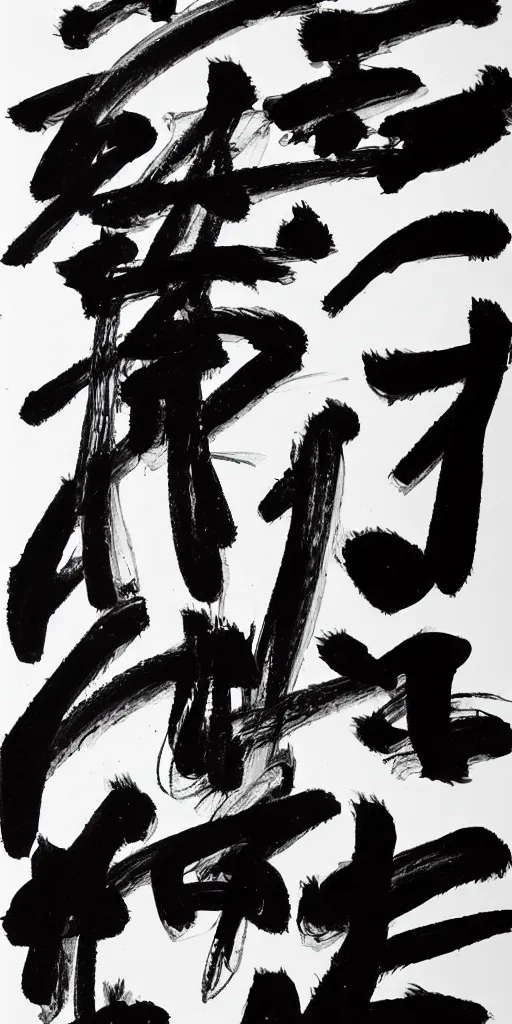 Prompt: high quality big chinese ink strokes, black and white, brush, caligraphy