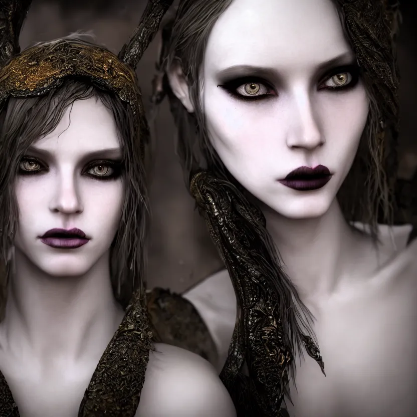 Image similar to single faced portrait of enchanting femenine witch, hyper attractive, seductive, very complex, hyper - maximalist, overdetailed, legendary cinematic, darkfantasy, archetype with timeless beauty breathtaking eyes, highly intricate, realism, perspicious detail, silent hill aesthetic, photorealistic, lifelike, dslr 8 k, unbeatable coherency, unreal engine