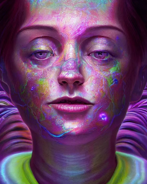 Prompt: portrait ultra dimensional rebecca romjin entity, accidentally tripping on dmt and acid, psychedelic experience, overwhelming psychosis of self realization and burning awakening, ultra high definition, unreal engine 5, hyperrealism, masterpiece composition, by casey weldon, barclay shaw 8 k photorealistic