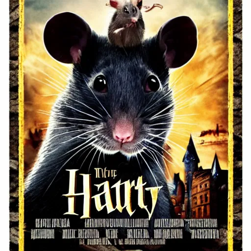 Image similar to rat as harry pottermovie poster