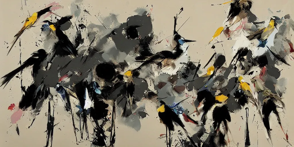 Image similar to painting, ashley wood, birds