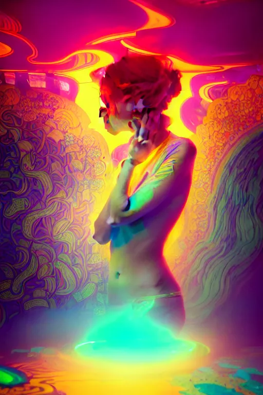 A Gorgeous Woman Surrounded By Colorful Liquid Clouds Stable Diffusion Openart