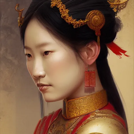 Image similar to A portrait of a Chinese beautiful princess, ancient art, art by greg rutkowski, matte painting, trending on art station