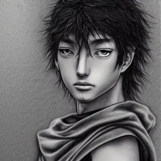 Prompt: a stunning realistic portrait by Kentaro miura