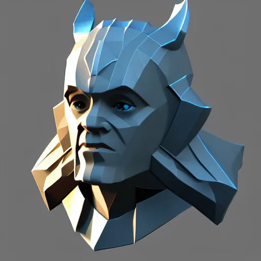 Prompt: 3d voxel low poly render of Loki