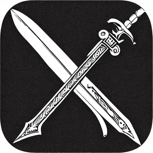 Image similar to black and white pen and ink final fantasy ultima blade sword design icon