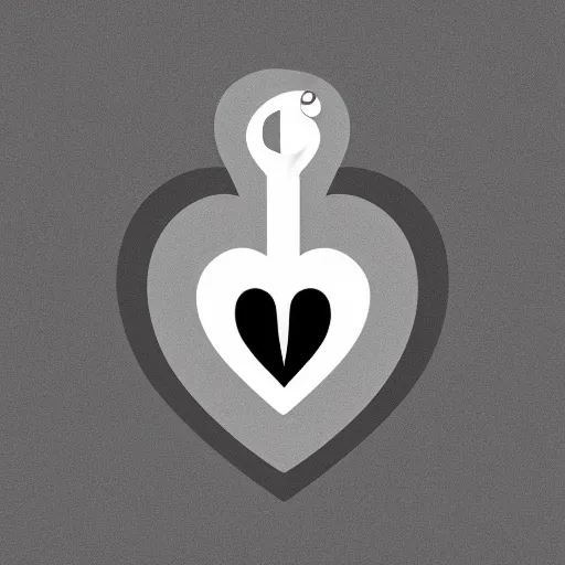 Image similar to clean black and white print, logo of an heart with a stylized human body form inside