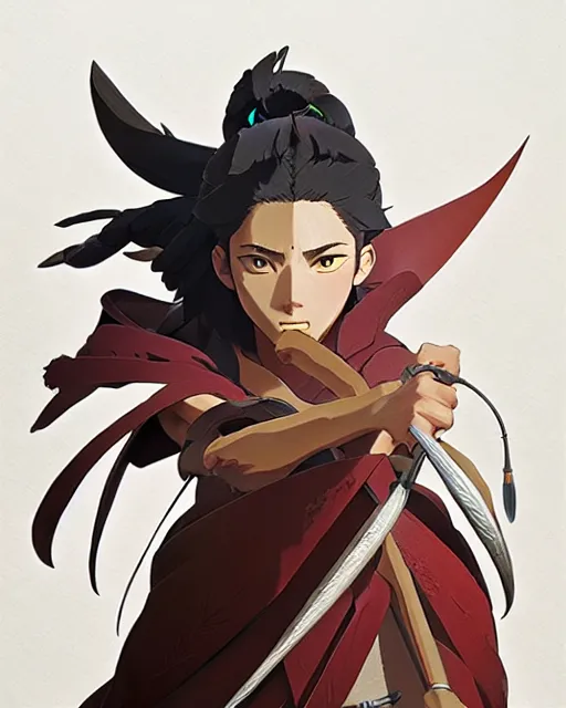 Prompt: azctec warrior, detailed perfect face, exquisite details, fire magic, mid view, design on a white background, by studio muti, greg rutkowski makoto shinkai takashi takeuchi studio ghibli