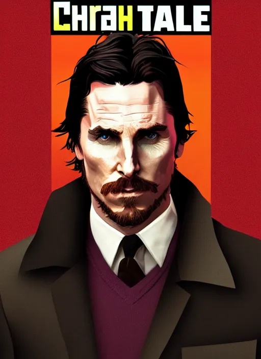 Prompt: portrait of Christian Bale in the style of GTA 5 cover, cinematic lighting + masterpiece, trending on artstation