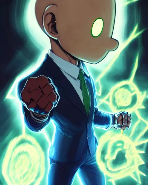 Prompt: gigachad luigi with glowing eyes as one punch man in a suit holding a star, fantasy character portrait, ultra realistic, full body concept art, intricate details, highly detailed by greg rutkowski, ilya kuvshinov, gaston bussiere, craig mullins, simon bisley