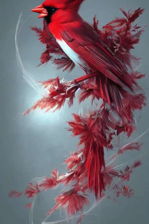 Image similar to Ethereal Cardinal bird, intricate detail, ornate, conceptual art, soft light, dynamic, art by artgerm