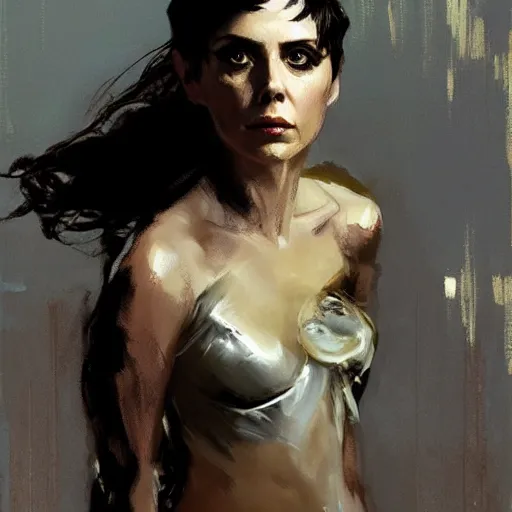 Prompt: alison brie as furiosa, intricate, elegant, highly detailed, greg manchess, mucha, liepke, ruan jia, jeffrey catherine jones, ridley scott