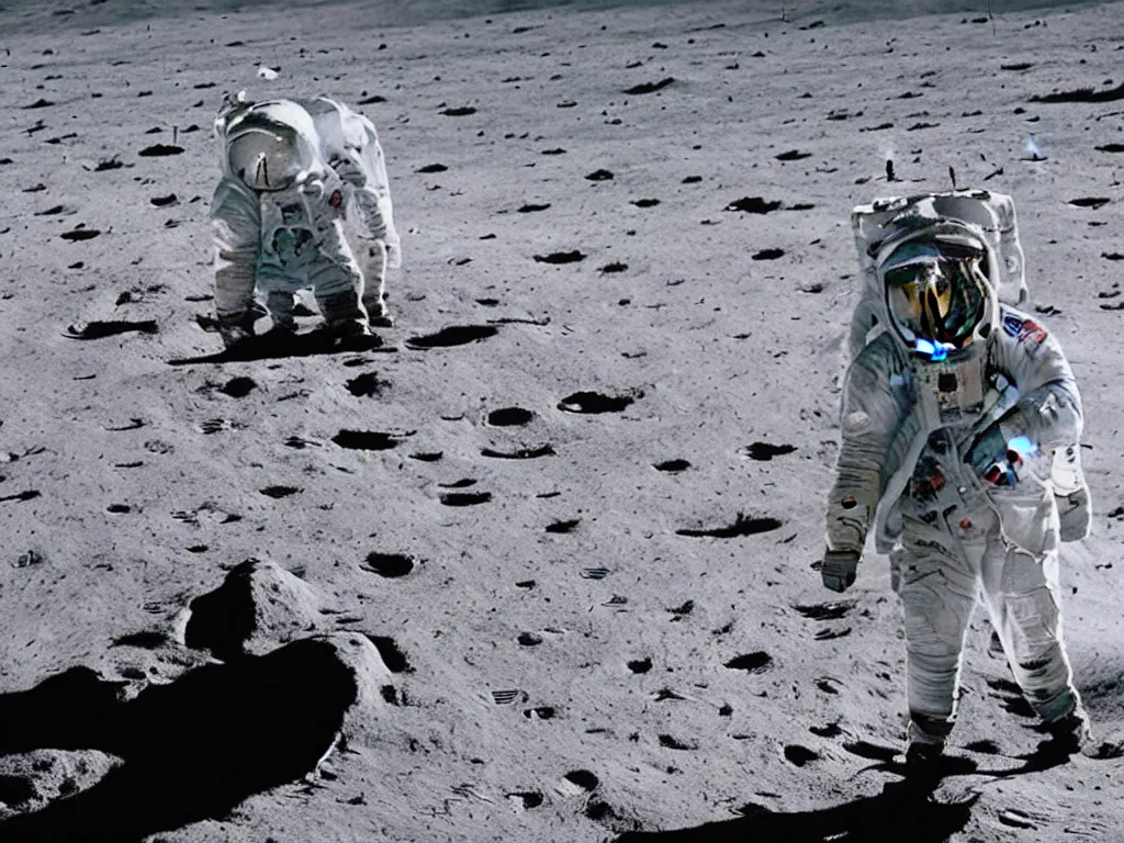 Prompt: David Attenborough on the moon