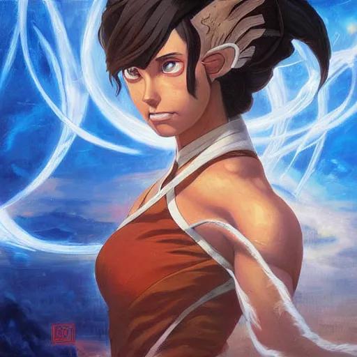 Prompt: a highly detailed painting of avatar korra by karol bak trending on artstation