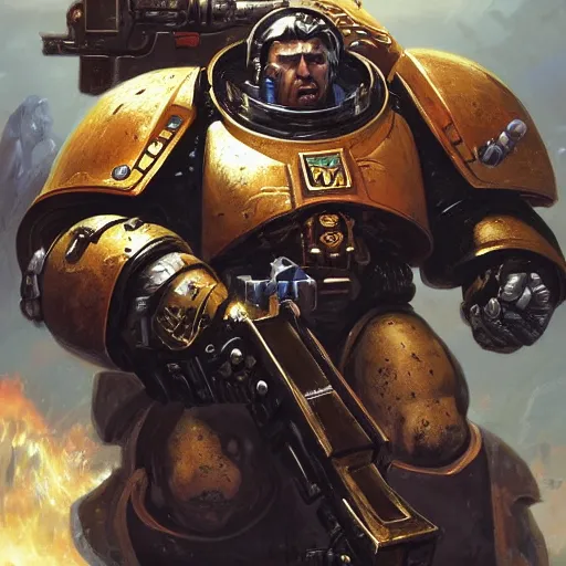 Image similar to Space Marine, closeup character art by Neil Roberts and Marc Lee and Vladimir Krisetskiy and Donato Giancola and Craig Mullins digital art, trending on artstation