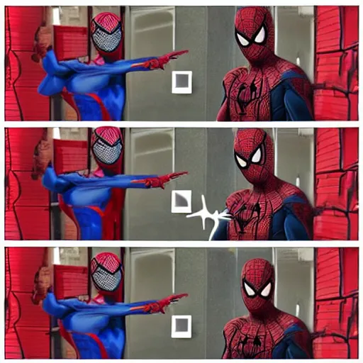 Image similar to spiderman in a four - frame meme by knowyourmeme