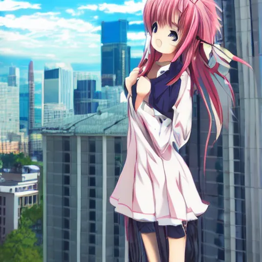 Image similar to anime girl on rooftop, yoasobi