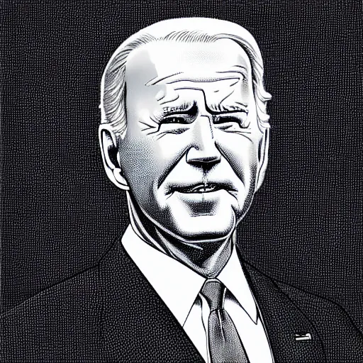 Prompt: A fine lace portrait of Joe Biden