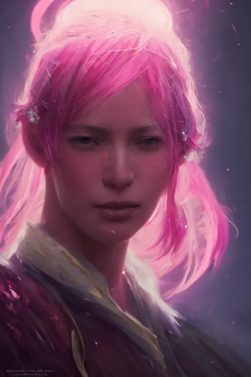 Prompt: a fancy close up portrait of a beautiful light mage covered in deep pink aura by Greg Rutkowski, Sung Choi, Mitchell Mohrhauser, Maciej Kuciara, Johnson Ting, Maxim Verehin, Peter Konig, final fantasy , mythical, 8k photorealistic, cinematic lighting, HD, high details, atmospheric,