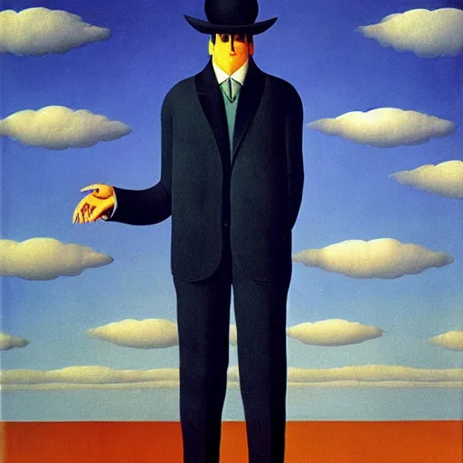 Prompt: The magician, By René Magritte