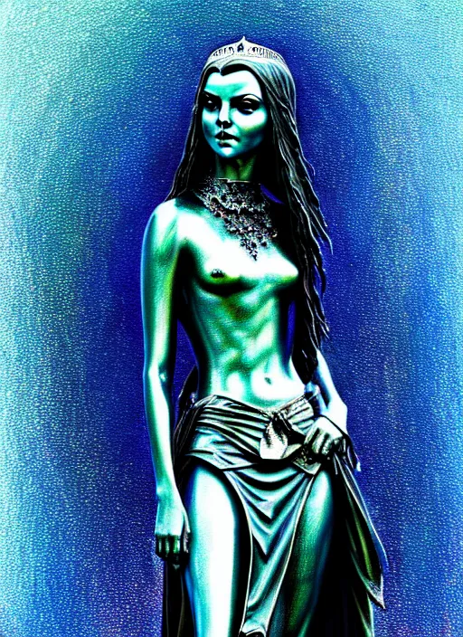 Prompt: metal statue of Victoria Justice as the down-to-earth princess of sorrowful tears. ultra detailed painting at 16K resolution and amazingly epic visuals. epically beautiful image. amazing effect, image looks gorgeously crisp as far as it's visual fidelity goes, absolutely outstanding. vivid clarity. ultra. iridescent. mind-breaking. mega-beautiful pencil shadowing. beautiful face. Ultra High Definition. godly shading. amazingly crisp sharpness. photorealistic film cel processed twice..