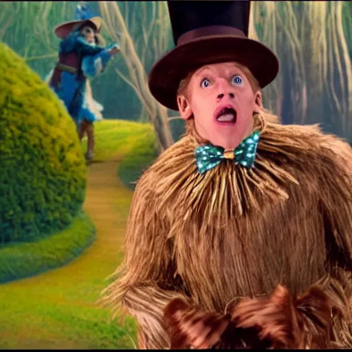 Prompt: Live Action Still of Jerma985 in The Wizard of Oz, real life, hyperrealistic, ultra realistic, realistic, highly detailed, epic, HD quality, 8k resolution, body and headshot, film still