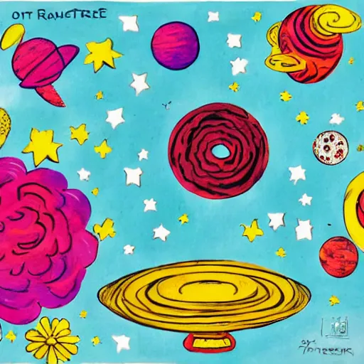 Image similar to outerspace, flowers, fun, comic relief, diversion