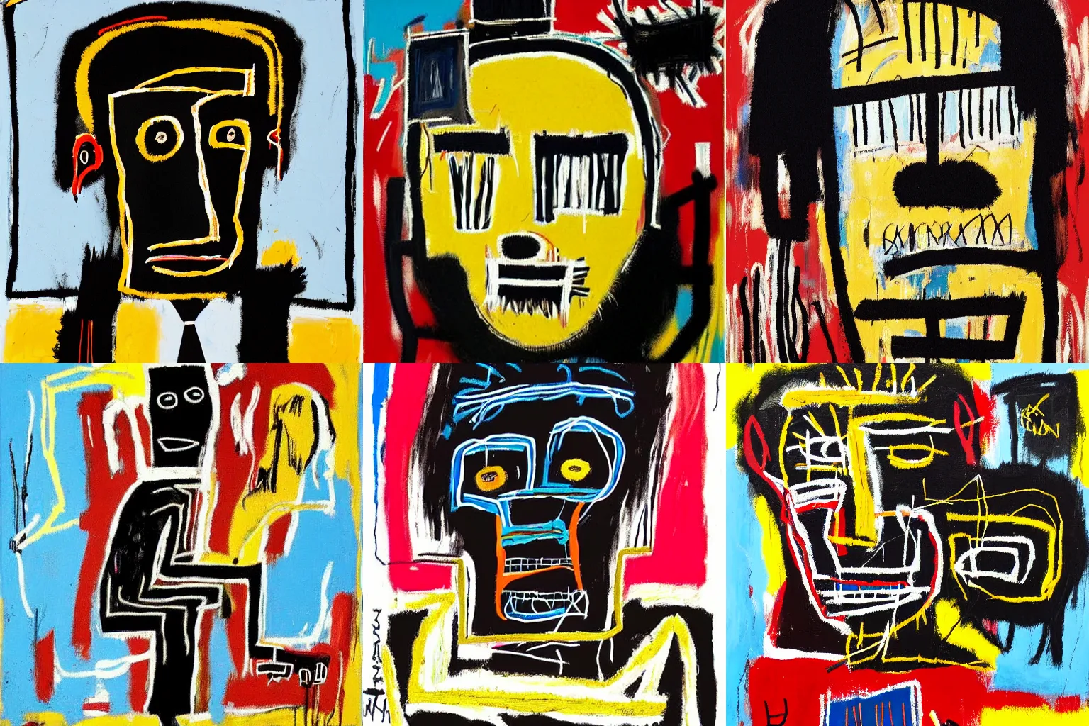 Prompt: painting of an black strong african man by jean-michel basquiat