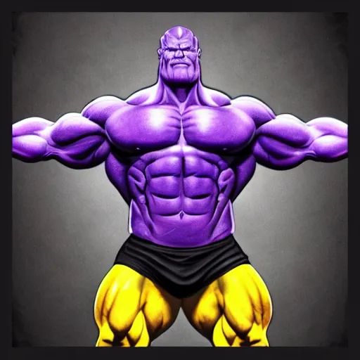 Thanos posing for bodybuilding competition, Painting, | Stable ...