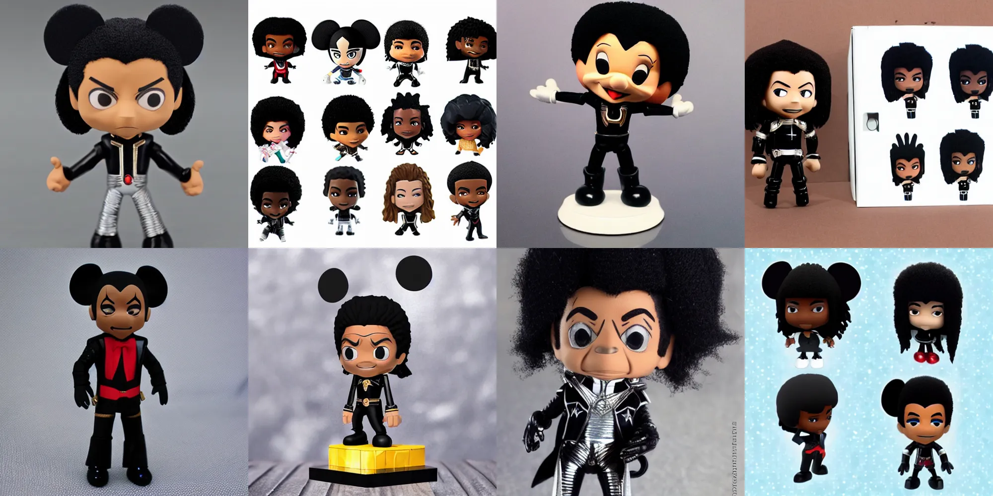 Prompt: single black face michael jackson, michael jackson, black panther, michael jackson, michael jackson, michael jackson, michael jackson, michael jackson, ( ( ( mickey mouse ) ) ), nendroid, stephen bliss style