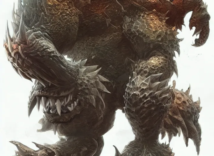 Image similar to detailed concept art of a huge giant bowser monster by cheng yi and luolin, artstation, artstationhd, detailed scales, large shell.