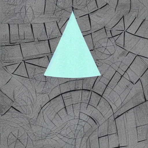 Prompt: giant tesselated pastel cone in the forest, monolith, architectural drawing