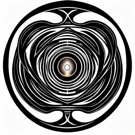 Prompt: a circular vector tattoo design in an art deco style, and in the style of h. r. giger.