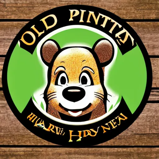 Image similar to logo for theme park involving anthropomorphic happy pine marten mascot, old disney cartoon style