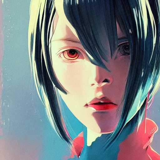 Image similar to Portrait of a cute woman, very coherent, painted by painted by James Gilleard, airbrush, art by JamesJean and fine details. Anime. realistic shaded lighting poster by Ilya Kuvshinov katsuhiro otomo ghost-in-the-shell, magali villeneuve, artgerm, Jeremy Lipkin and Michael Garmash and Rob Rey