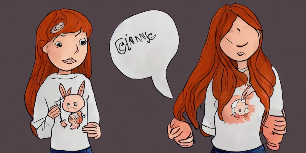 Image similar to women, ginger, cartoon, sweatshirt, concept art, concept art, bunny ears,