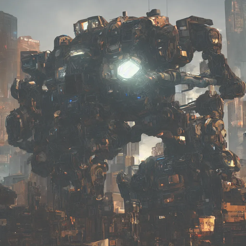Image similar to a cyberpunk crate storing energy, heavy mech style container, photo realistic battle worn materials, cinematic lighting