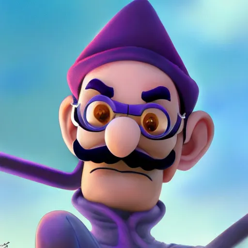 Image similar to waluigi by stanley artgerm lau, wlop, rossdraws, james jean, andrei riabovitchev, marc simonetti, yoshitaka amano, artstation, cgsociety,