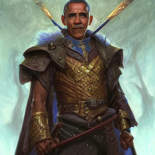 Image similar to Barack Obama as a fantasy D&D character, portrait art by Donato Giancola and James Gurney, digital art, trending on artstation