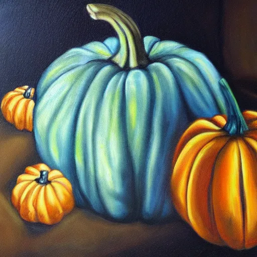 Image similar to pumpkin dream, oil on canvas, surrealism