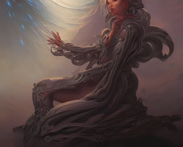 Image similar to portrait of a beautiful cybernetic emanation from the book \'angelarium\', by pete mohrbacher and artgerm and wlop, digital art, highly detailed, intricate, fantasy, mystical, Trending on Artstation HQ, deviantart, unreal engine, 4K UHD image