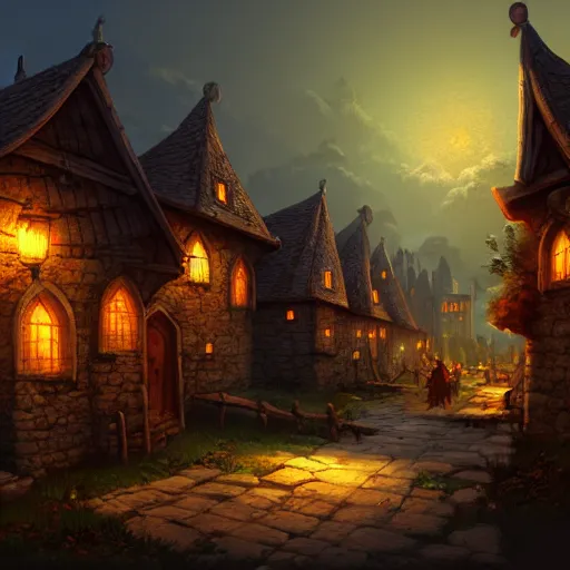 Image similar to medieval village, artstation, fantasy